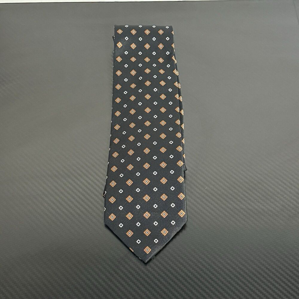 JOS. A. BANK Executive Collection Silk Tie‎ Black/White/Gold - 3.5" x 60"